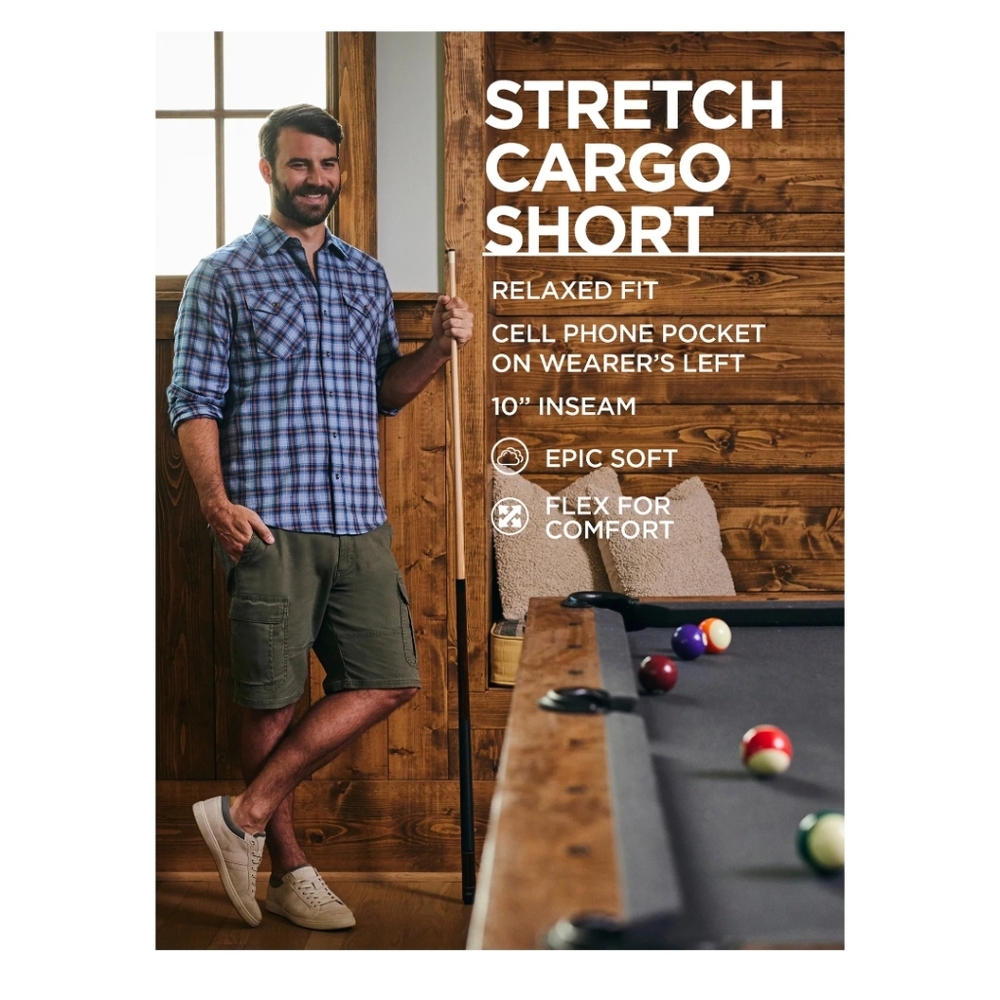 New Wrangler Men's 46 Stretch Cargo Shorts 10" inseam - Picture 10 of 12